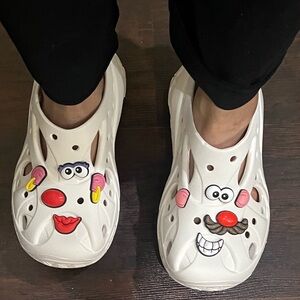 CROCS CAGED PLATFORM CLOGS in white size 7